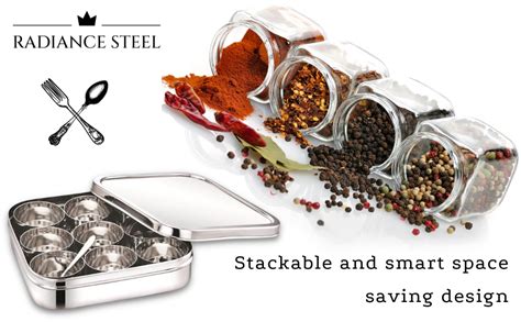 stainless steel spice box with spoons|Stainless Steel Masala Dabba Spice Box,Spice .